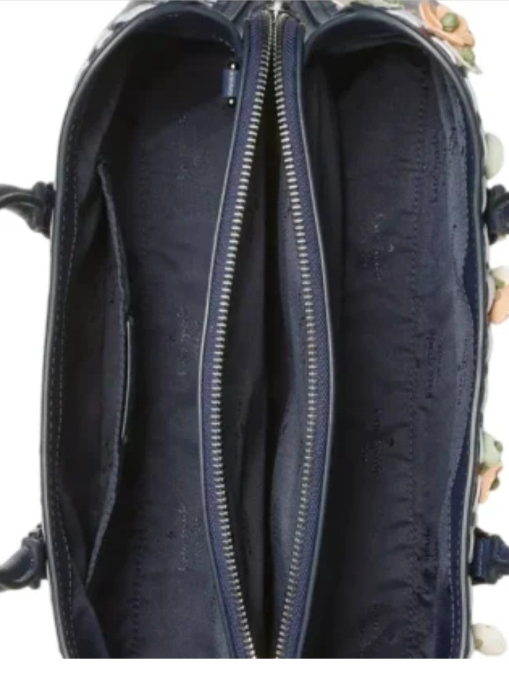 kate spade navy floral-appliqué leather tote - Picture 3 of 3